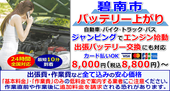 碧南市でのバッテリー上がり・出張バッテリー交換