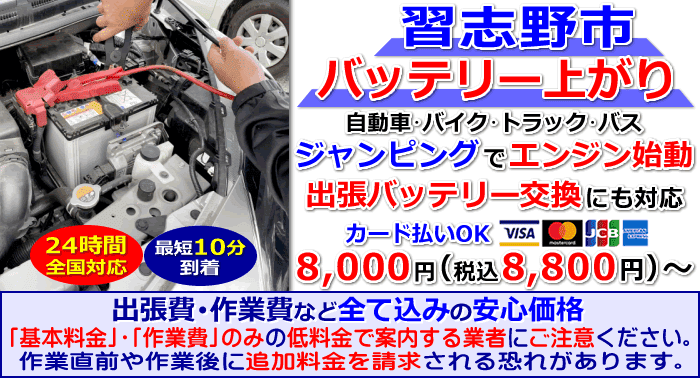 習志野市でのバッテリー上がり・出張バッテリー交換