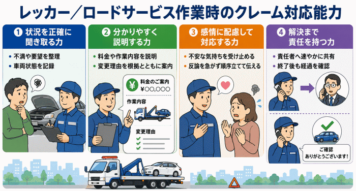 レッカー／ロードサービス作業時のクレーム対応能力