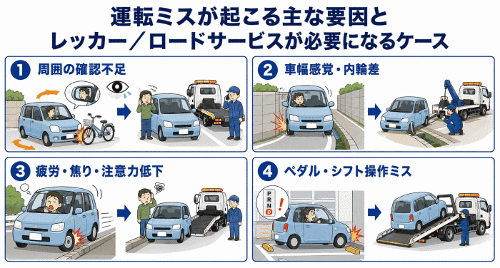 運転ミスが起こる主な要因とレッカー/ロードサービス