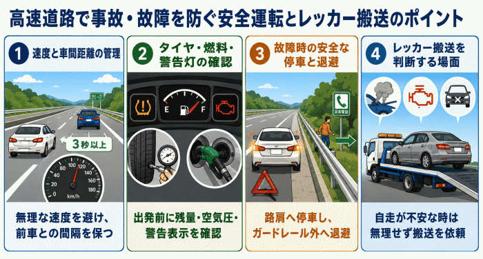 高速道路で事故・故障を防ぐ安全運転とレッカー搬送のポイント